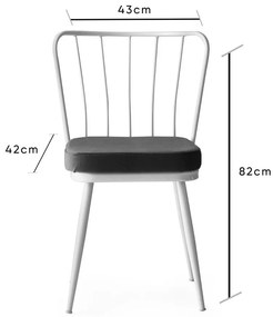 Fehér-fekete fém étkezőszék szett 2 db-os Yildiz – Kalune Design