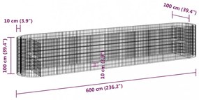 horganyzott vas gabion magaságyás 600x100x100 cm