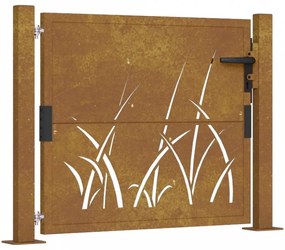 Fűmintás corten acél kerti kapu 105 x 105 cm