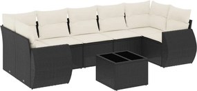 vidaXL 8 részes fekete polyrattan kerti ülőgarnitúra párnákkal