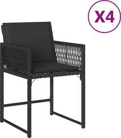 vidaXL 4 db fekete polyrattan kerti szék párnával