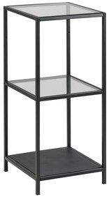 Fekete üveg polcos állvány 35x83 cm Seaford – Actona