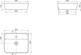 CeraStyle ONE - PULTRA ültethető - Top Counter mosdó - MATT BÉZS - csaplyukas - 55x45cm