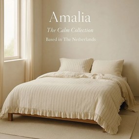 Bézs kétszemélyes-hosszabbított renforcé pamut ágyneműhuzat 240x220 cm Amalia Striped – Mila Home Luxury