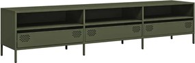 vidaXL olívazöld hidegen hengerelt acél TV-szekrény 202x39x43,5 cm