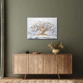 Üveg kép – 3D elegáns életfa virágokkal (70x50 cm)