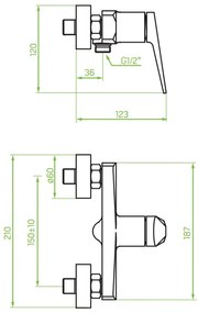 Laveo Rubio, fali zuhanycsaptelep, fekete-arany fényes, LAV-BVR_740G