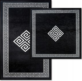 Fürdőszobaszőnyeg Szett 2 Db 50X80 Fekete Csúszásgátló Nagy Szőnyeg