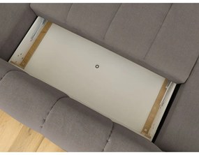 Szürkésbarna kinyitható-tárolóhelyes sarokkanapé (jobb oldali-U alakú) Fuji – Bobochic Paris