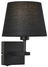 ITALUX NORTE szövet burával, fekete lámpatesttel fali lámpa fekete, E27, IT-WL-1122-1-A-BM-RO-BL