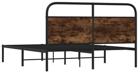 ágykeret matrac nélkül 150x200 cm füstölt tölgy fűrészelt fa