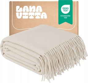 Gyapjú takaró Meleg "Leon" 100% Ausztrál gyapjú kockás Fehér 140х200 cm