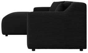 Fekete kordbársony sarokkanapé (bal oldali-heverő résszel) Martin – Ropez