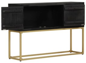 fekete és arany tömör mangófa tálalószekrény 110 x 30 x 75 cm