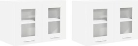 vidaXL Függő szekrény tárolóval 2 pcs Fehér 60 x 31 x 40 cm Faanyag