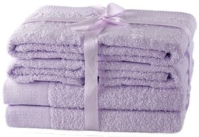 Levendula színű frottír pamut törölköző és fürdőlepedő készlet 6 db-os Amari – AmeliaHome