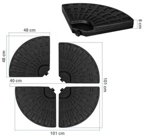 STILISTA  Napernyőtalp 48 x 48 x 7,5 cm fekete