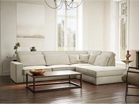 Szürkésbézs zsenília sarokkanapé (jobb oldali-L alakú) Kirou – Maison de Rêve