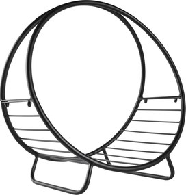 Outsunny Fém Belső és Külső Tűzifatartó Kandallóhoz, Kosár Alakú Tűzifatartó, 45x29,5x47cm, Fekete | Aosom