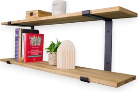 Tölgyfa fali polc dupla akasztós könyvespolc tömör 70cm x 30cm