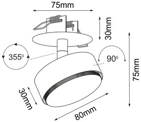Brosline 3258 - Beépíthető mennyezeti spotlámpa DROP 1xGX53/9W/230V fekete
