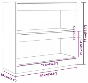 fekete térelválasztó könyvszekrény 80 x 30 x 72 cm