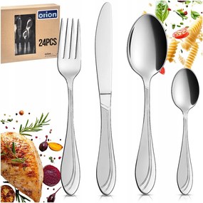 Evőeszköz Szett acél evőeszköz 6 személyes 24 db-os villa kanál kés kanál