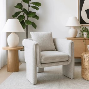 Designer Szürke Bouclé Szövet Kárpitozással. GALA