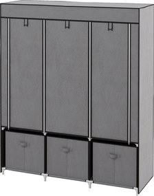 HOMCOM Szövet Szekrény Ruhatartóval, Fiókokkal, Cipzáras Összecsukható Szekrény Hálószobához és Öltözőhöz, 125 x 43 x 162,5 cm, Sötétszürke | Aosom