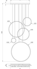 SATURNO LED csillár zsinóron LED/100W/230V arany