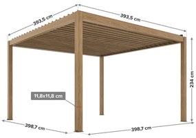 LUXE elektromos pergola 4x4m fa LED világítással