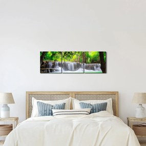 Kép egy vízesésről Kanchanaburiban, Thaiföldön (órával) (90x30 cm)