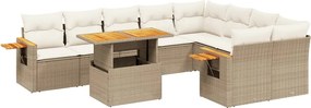 vidaXL 10 részes bézs polyrattan kerti ülőgarnitúra párnával