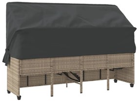 világosszürke polyrattan napozóágy tetővel és párnával