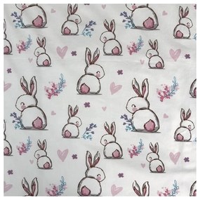 Fehér-rózsaszín pamut gyerek ágyneműhuzat babaágyhoz 100x135 cm Bunny "Sweet" – Jerry Fabrics