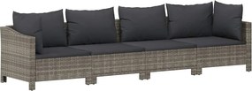 vidaXL 4 darabos szürke polyrattan kerti bútor szett párnákkal