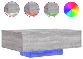 Szürke sonoma színű dohányzóasztal LED-lámpákkal 85x55x31 cm