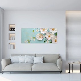 Kép - Virágok kék háttéren (120x50 cm)