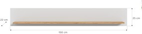 Ashton falipolc hamuszürke 150x25cm