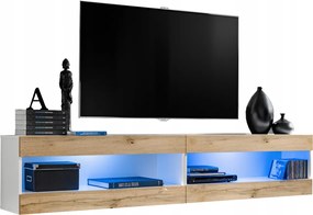 Rtv bútor szett Tivoli SET4 Fehér/Wotan tölgy, Kék Led