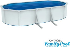 Pontaqua Family Pool ovális 6,1x3,6x1,2 fehér, 0,4mm PVC fólia, 2 gégecső, szkimmerrel, befúvóval