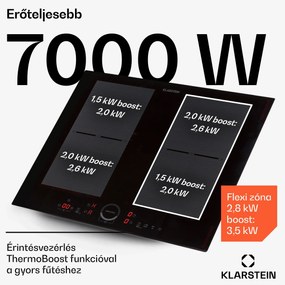 Klarstein Delicatessa 60, beépített indukciós főzőlap, 7000 W, 4 zóna, üvegkerámia, fekete