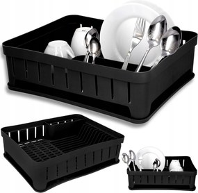 Edényszárító fekete tányércsepegtető bögrék evőeszközök 40x31cm álló