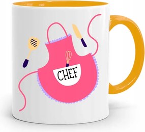 Sárga Bögre Ajándék Chef Szakácsnak, fényképes nyomattal