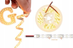 Led szalag 10m 12V 2835 Smd 8W/m S-Shape 6mm Meleg fehér Rugalmas