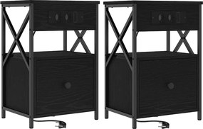 vidaXL Éjjeliszekrény 2 pcs Fekete tölgy 40 x 31 x 60 cm Faanyag