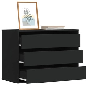 fekete szerelt fa fiókos sarokszekrény 80 x 41 x 58 cm