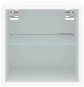 2 db fehér falra szerelhető TV-szekrény LED-ekkel 30x28,5x30 cm
