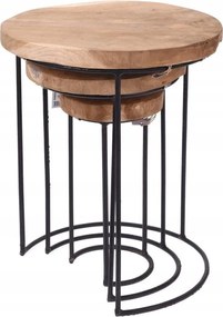 3x Dohányzóasztal desszert pad asztal fém fa virágágyás loft szett