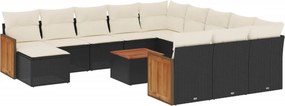 vidaXL 13 részes fekete polyrattan kerti ülőgarnitúra párnákkal